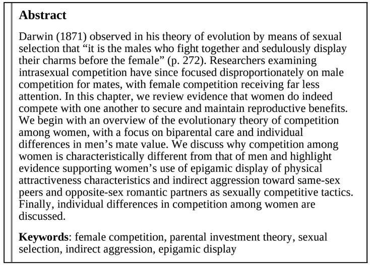 Arnocky 2017 sexual competition among women